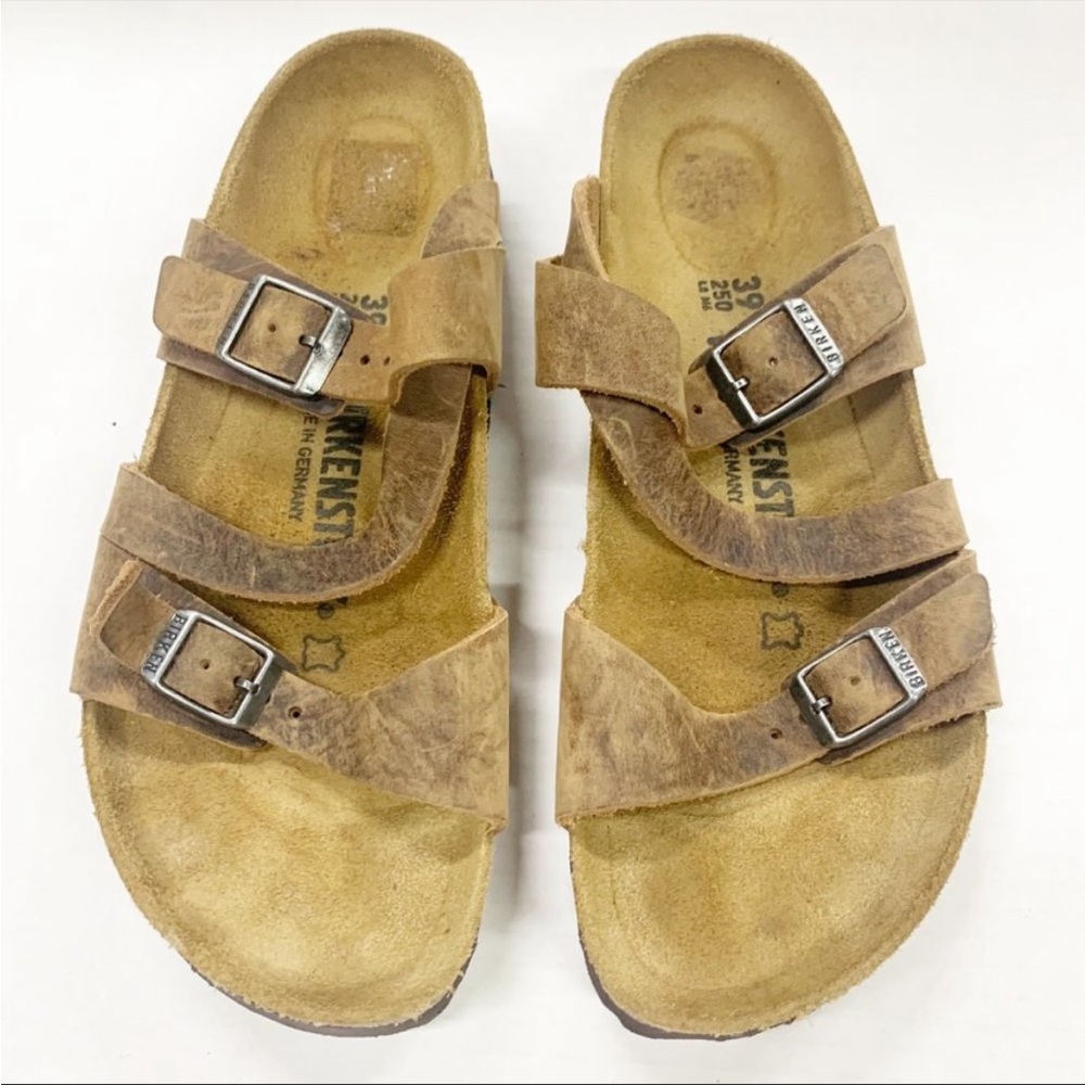 Birkenstock Double Strap Cross Brown Sandals Size 39/ 8-8.5 US